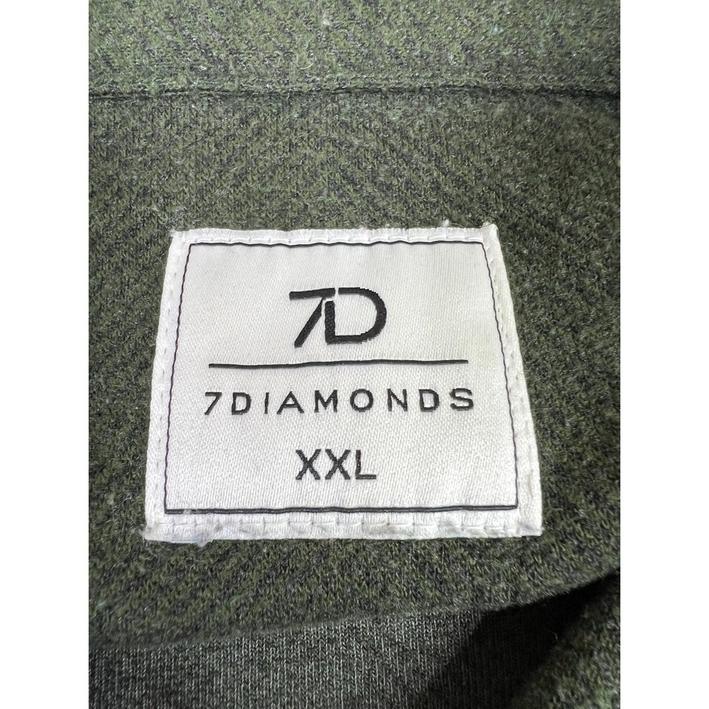 7 Diamonds Shirt Mens 2XL Green Herringbone Generation Soft Flannel Button Up - Picture 4 of 9